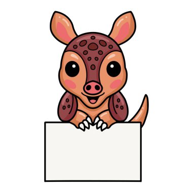 Boş işaretli şirin küçük armadillo çizgi filminin vektör çizimi