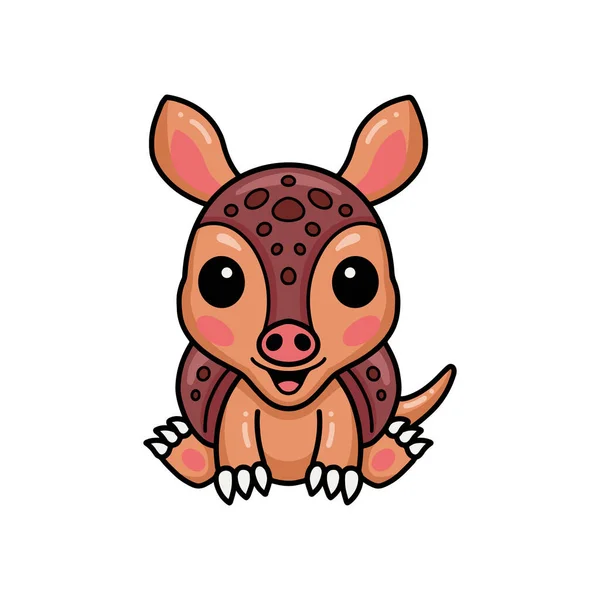 Vector Illustration Cute Little Armadillo Cartoon Sitting — Archivo Imágenes Vectoriales