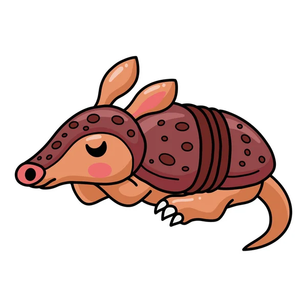 Vector Illustration Cute Little Armadillo Cartoon Sleeping — Stockvektor