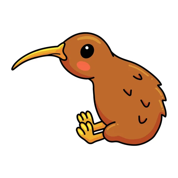 Vector Illustration Cute Little Kiwi Bird Cartoon — Stockvector
