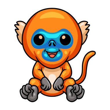 Küçük şirin altın maymun çizgi filminin vektör çizimi