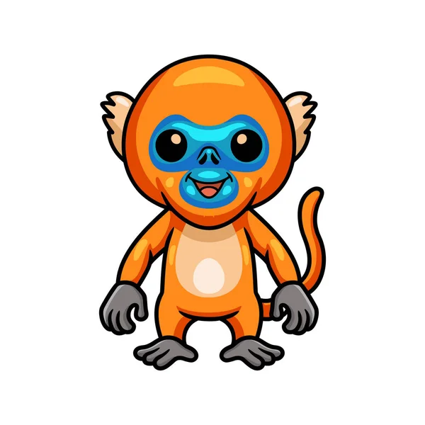 Bonito Bebê Macaco Desenho Animado Em Pé Royalty Free SVG