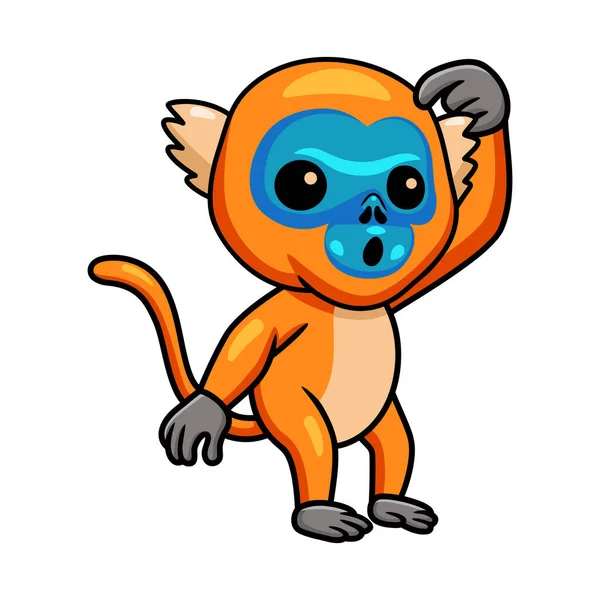 Vector Illustration Cute Little Golden Monkey Cartoon — Vector de stock