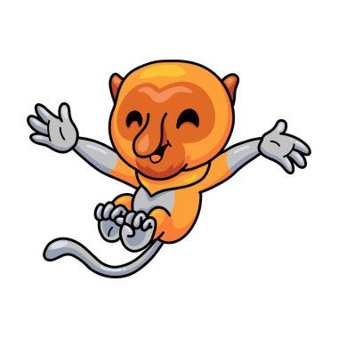 Şirin, küçük hortumlu maymun çizgi filminin vektör çizimi