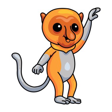 Şirin, küçük hortumlu maymun çizgi filminin vektör çizimi