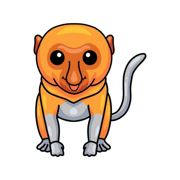 Vector Illustration Cute Little Proboscis Monkey Cartoon — Stockvector