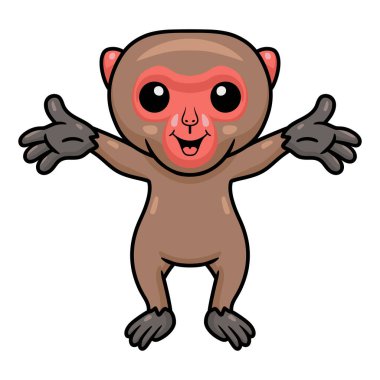 Küçük şirin Japon çizgi filminin vektör illüstrasyonu el kaldırıyor.