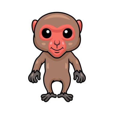 Küçük şirin Japon karikatürünün vektör çizimi ayakta duruyor.