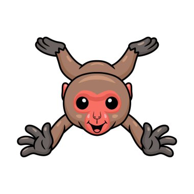 Küçük şirin Japon makağı çizgi filminin vektör çizimi.