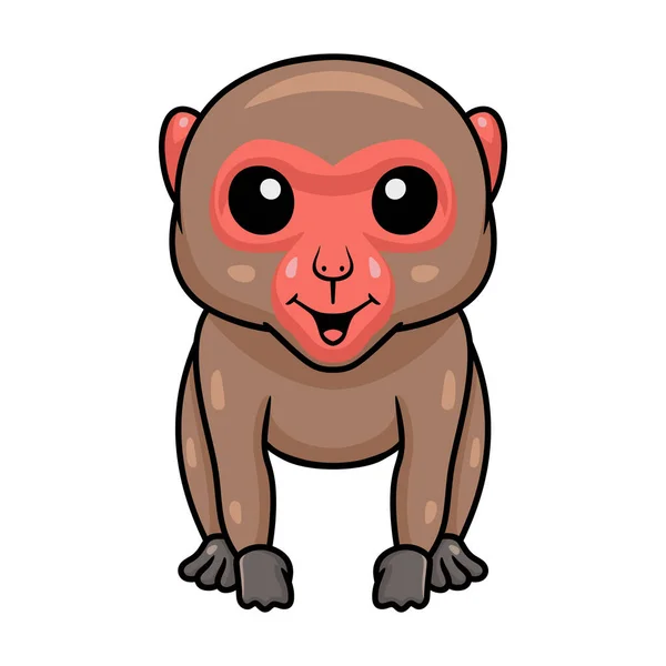Vector Illustration Cute Little Japanese Macaque Cartoon — Stock Vector