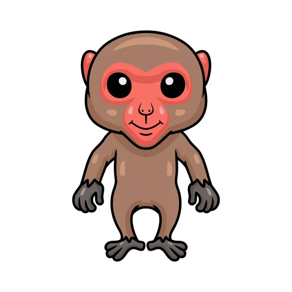 Wektor Ilustracja Cute Little Japanese Macaque Kreskówki Stoi — Wektor stockowy