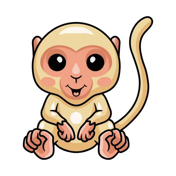 Vector Illustration Cute Little Albino Monkey Cartoon — Stock Vector