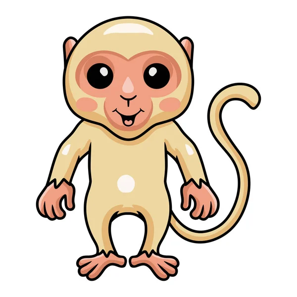 Illustration Vectorielle Mignon Petit Singe Albinos Dessin Animé Debout — Image vectorielle