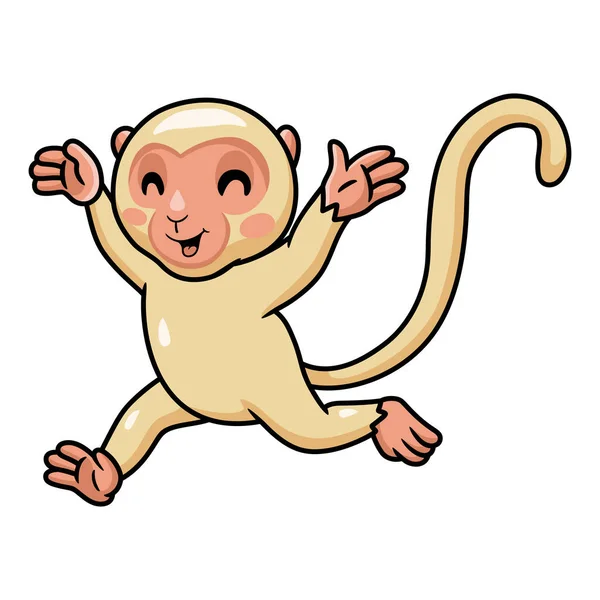 Vector Illustratie Van Leuke Kleine Albino Aap Cartoon Lopen — Stockvector