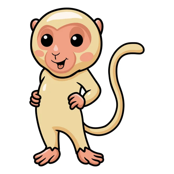 Vector Illustration Cute Little Albino Monkey Cartoon Standing — Stock Vector