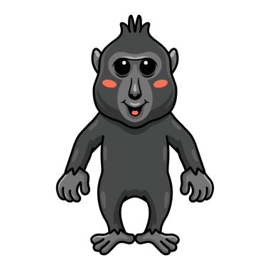 Şirin, küçük, ibikli siyah macaque çizgi filminin vektör çizimi