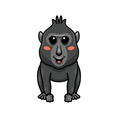 Şirin, küçük, ibikli siyah macaque çizgi filminin vektör çizimi