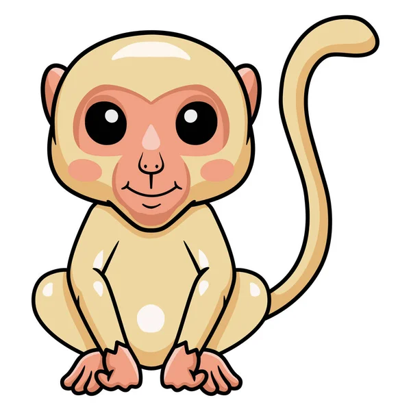 Vector Illustration Cute Little Albino Monkey Cartoon — Stock Vector