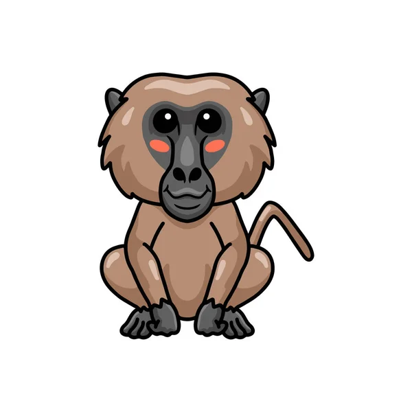 Vector Illustration Cute Little Baboon Monkey Cartoon — Stock Vector