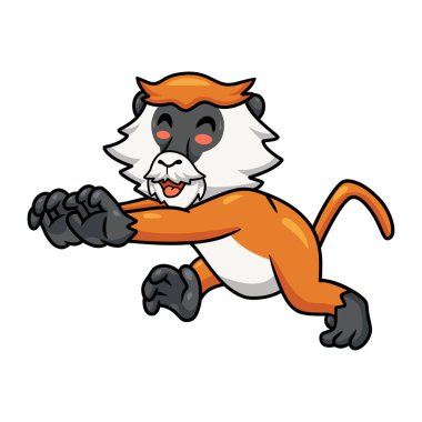 Vector illustration of Cute little patas monkey cartoon running
