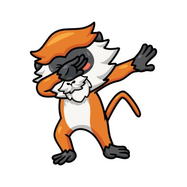 Vector illustration of Cute little patas monkey cartoon dancing
