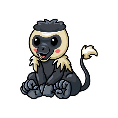 Şirin, küçük bir kolobus maymun çizgi filminin vektör çizimi