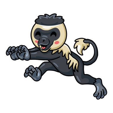 Küçük şirin kolobus maymun yürüyüşünün vektör çizimi