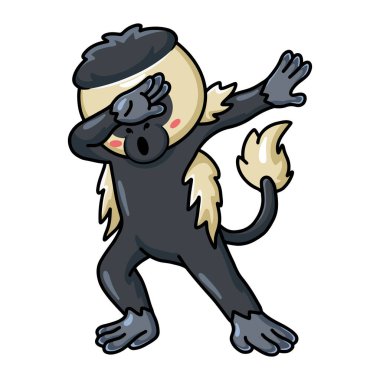 Şirin, küçük kolobus maymun çizgi film dansının vektör çizimi