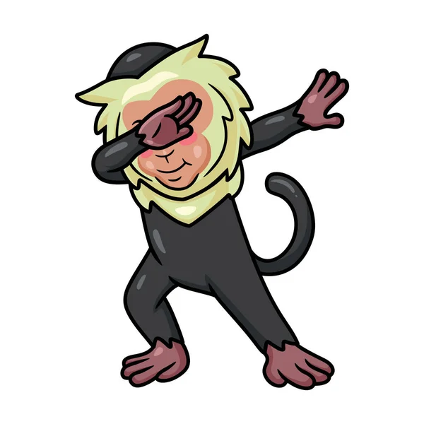 Ilustración Vectorial Del Baile Dibujos Animados Lindo Mono Capuchino — Vector de stock