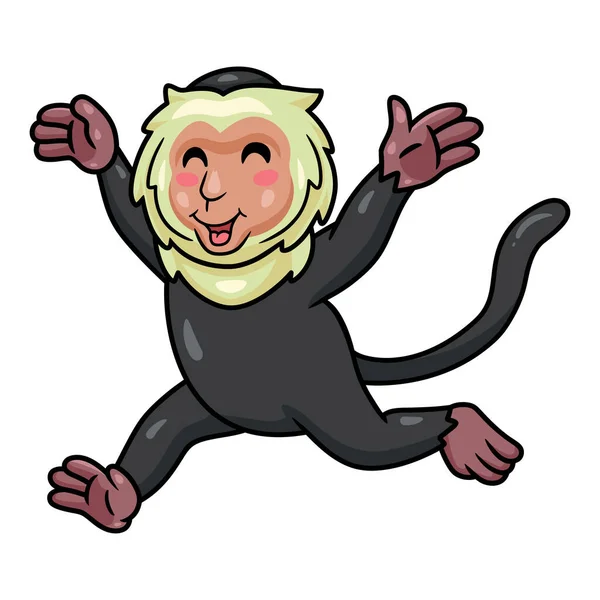Ilustración Vectorial Lindo Pequeño Mono Capuchino Dibujos Animados Corriendo — Archivo Imágenes Vectoriales