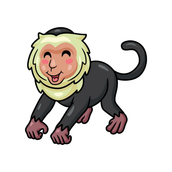 Vector Illustration Cute Little Capuchin Monkey Cartoon — Stock Vector