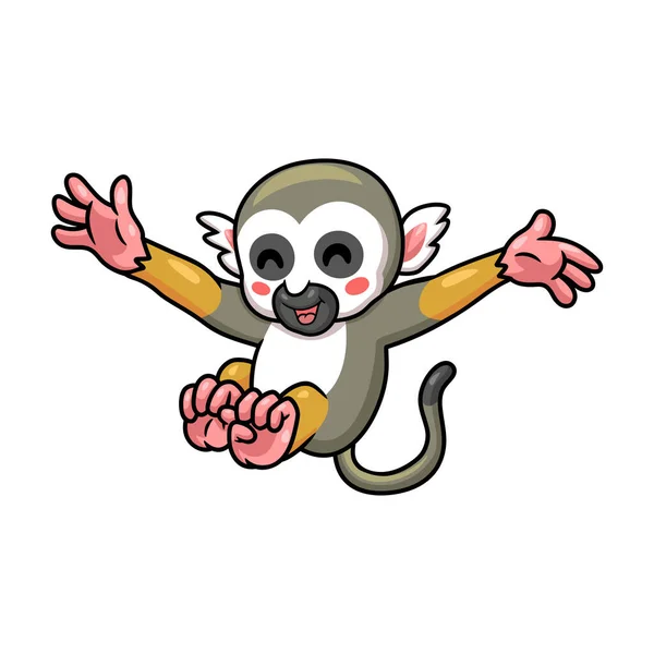 Vector Illustration Cute Little Squirrel Monkey Cartoon Jumping — Stock Vector