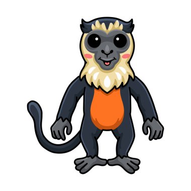 Vector illustration of Cute little diana monkey cartoon standing
