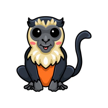 Vector illustration of Cute little diana monkey cartoon