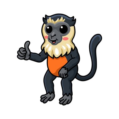 Vector illustration of Cute little diana monkey cartoon giving thumb up