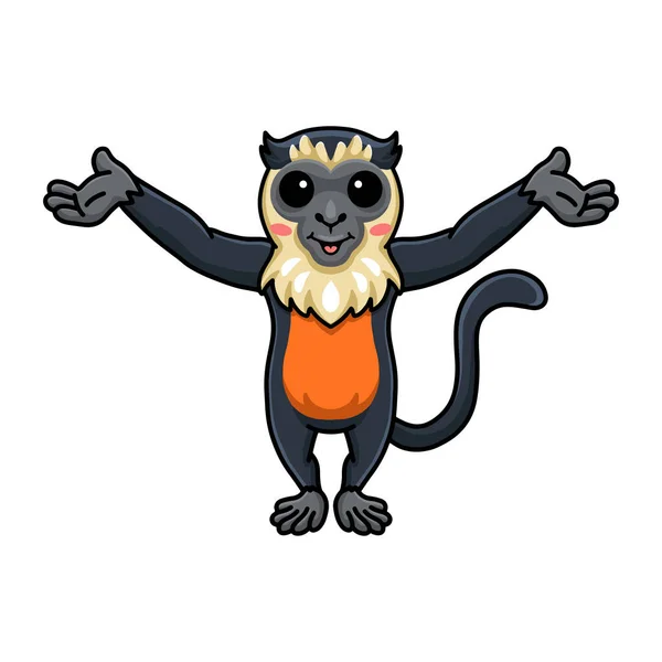 Vector Illustration Cute Little Diana Monkey Cartoon Raising Hands — Stockvektor