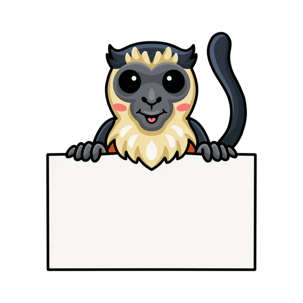 Vector Illustration Cute Little Diana Monkey Cartoon Blank Sign — Image vectorielle
