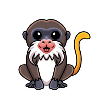 Vector illustration of Cute little tamarin monkey cartoon sitting