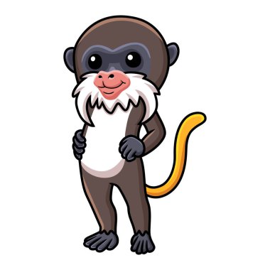 Vector illustration of Cute little tamarin monkey cartoon standing