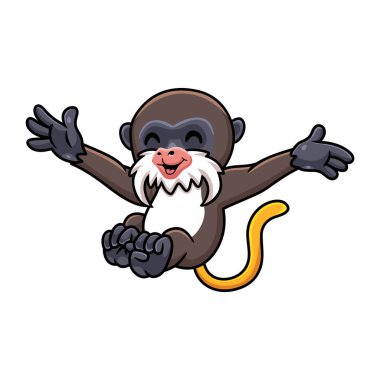 Vector illustration of Cute little tamarin monkey cartoon standing