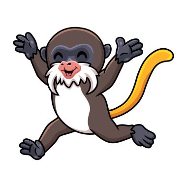 Vector illustration of Cute little tamarin monkey cartoon running