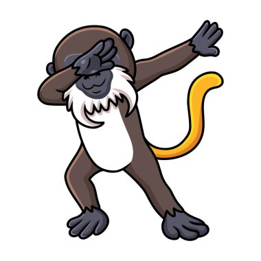Vector illustration of Cute little tamarin monkey cartoon dancing