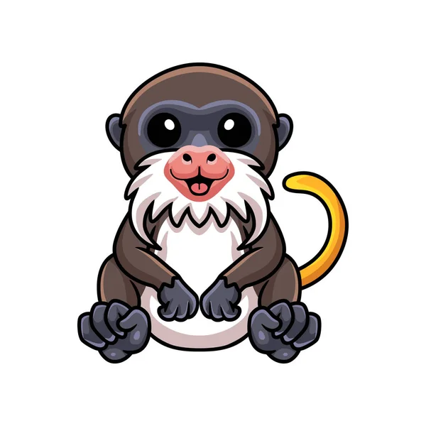 Vector Illustration Cute Little Tamarin Monkey Cartoon Sitting — Vettoriale Stock