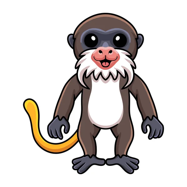 Vector Illustration Cute Little Tamarin Monkey Cartoon Standing — Vettoriale Stock