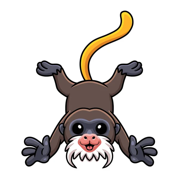Vector Illustration Cute Little Tamarin Monkey Cartoon Posing — Vector de stock