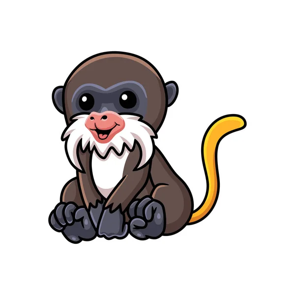 Vector Illustration Cute Little Tamarin Monkey Cartoon Standing — Stock Vector