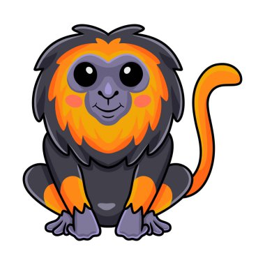 Vector illustration of Cute little lion monkey cartoon sitting