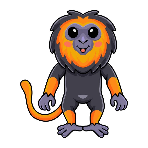 Vector Illustration Cute Little Lion Monkey Cartoon Standing — Vetor de Stock