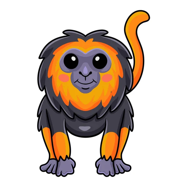 Vector Illustration Cute Little Lion Monkey Cartoon Sitting — Vettoriale Stock