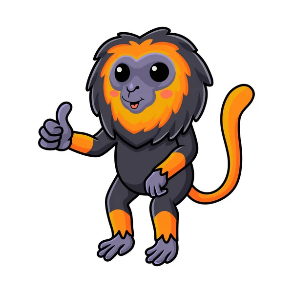 Vector Illustration Cute Little Lion Monkey Cartoon Giving Thumb — Stockvektor
